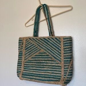 Shiraleah | Turquoise Stripe Hani Jute Tote